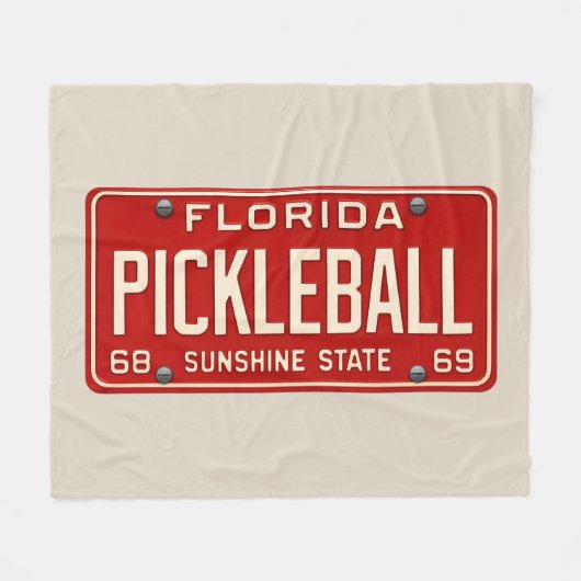 Pickleball Player Fan Retro Florida License Plate Fleecedecke (Vorderseite (Horizontal))