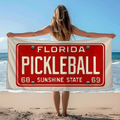 Pickleball Player Fan Retro Florida License Plate Strandtuch