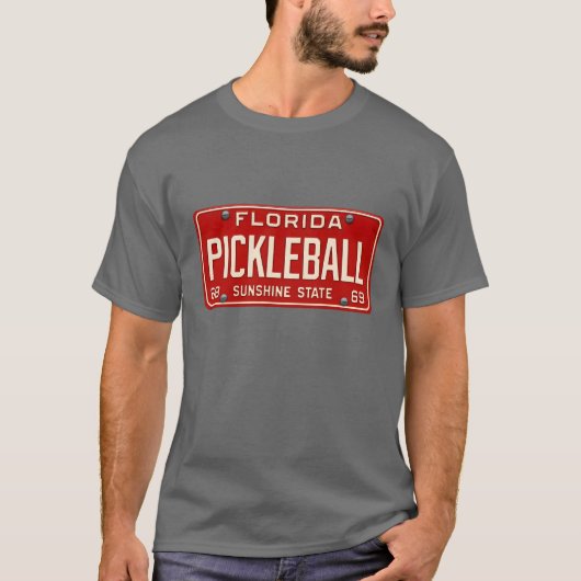 Pickleball Player Fan Retro Florida License Plate T-Shirt (Vorderseite)