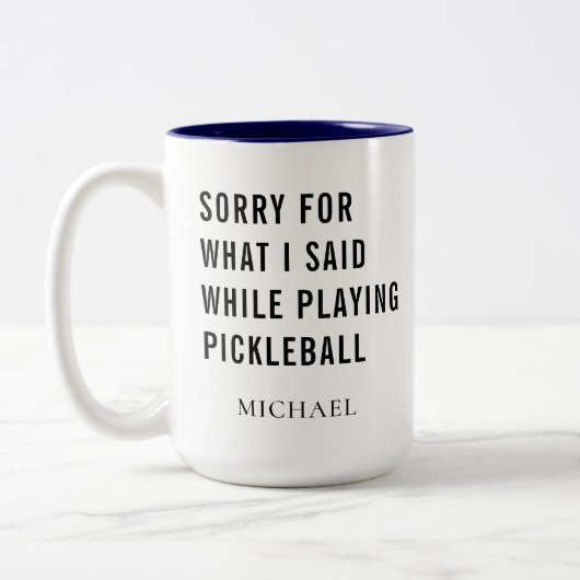 Pickleball Player Gag Personalisiert Sports Zweifarbige Tasse (Links)