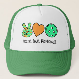 Pickleball Player Geschenk Frieden, Liebe, Pickleb Truckerkappe