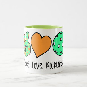 Pickleball Player Geschenk Frieden, Liebe, Pickleb Zweifarbige Tasse