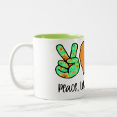 Pickleball Player Geschenk Frieden, Liebe, Pickleb Zweifarbige Tasse (Links)