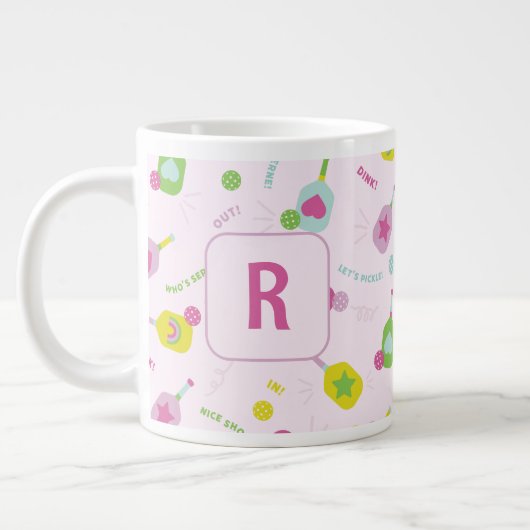 Pickleball-Player-Geschenk für ihr rosa Personalis Jumbo-Tasse (Links)