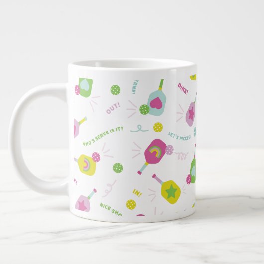 Pickleball-Player-Geschenk für ihre rosa Spezial-T Jumbo-Tasse (Links)