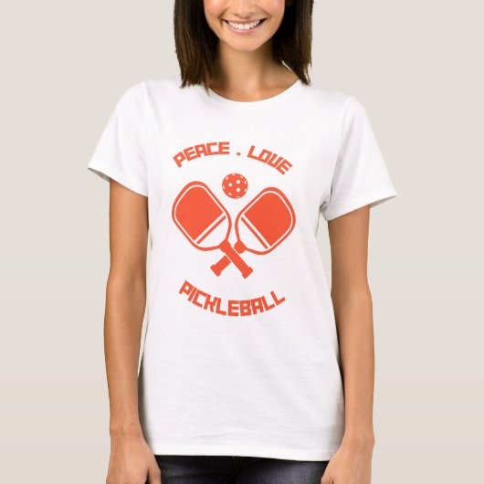 Pickleball Player Geschenk Liebe Frieden T-Shirt (Vorderseite)