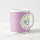 Pickleball Player Geschenkpaddel Rainbow Paddle Cu Jumbo-Tasse (Vorderseite Rechts)