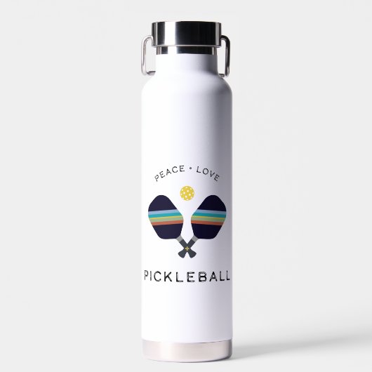 Pickleball Player Gift Peace Liebe und Pickleball Trinkflasche (Vorne)