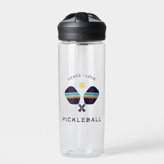 Pickleball Player Gift Peace Liebe und Pickleball Trinkflasche (Vorderseite)