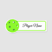 Pickleball Player Green Pickleballs Personalized Namensschild (Vorderseite)