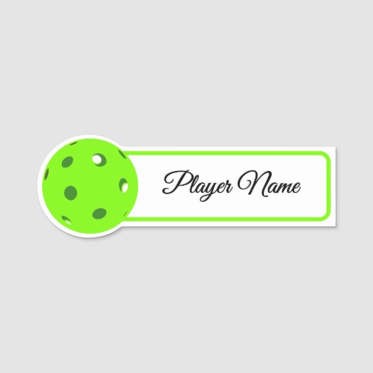 Pickleball Player Green Pickleballs Personalized Namensschild (Vorderseite)
