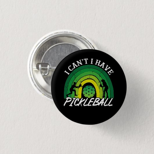 Pickleball Player I Kann ich Pickleball Rainbow ni Button (Vorne & Hinten)