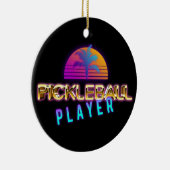 Pickleball-Player mit benutzerdefiniertem Text Keramik Ornament (Rechts)