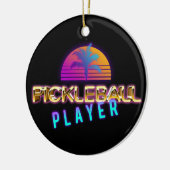 Pickleball-Player mit benutzerdefiniertem Text Keramik Ornament (Links)