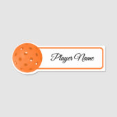 Pickleball Player Orange Pickleballs Personalized Namensschild (Vorderseite)