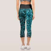 Pickleball Player Personalisiert Black Blue Glitze Capri Leggings (Rückseite)