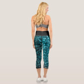 Pickleball Player Personalisiert Black Blue Glitze Capri Leggings (Rückseite)