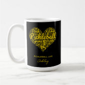Pickleball Player Personalisiert Name Word Art Kaffeetasse (Links)