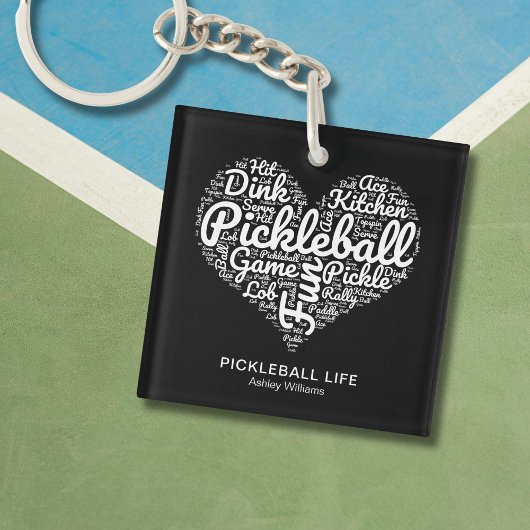 Pickleball Player Personalisiert Name Word Art Schlüsselanhänger