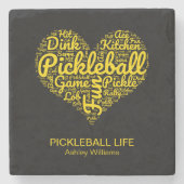 Pickleball Player Personalisiert Name Word Art Steinuntersetzer (Vorderseite)