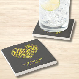 Pickleball Player Personalisiert Name Word Art Steinuntersetzer