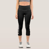 Pickleball Player Personalisiert Schwarz-weiß Capri Leggings (Vorderseite)