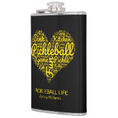 Pickleball Player Personalisiert Word Art Typograf Flachmann (Links)