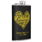Pickleball Player Personalisiert Word Art Typograf Flachmann (Rechts)