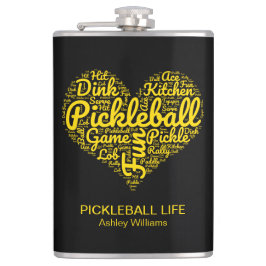 Pickleball Player Personalisiert Word Art Typograf Flachmann