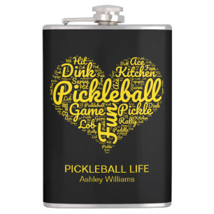 Pickleball Player Personalisiert Word Art Typograf Flachmann