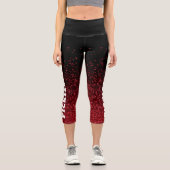 Pickleball Player Personalisierter Schwarz-Rot-Gli Capri Leggings (Vorderseite)