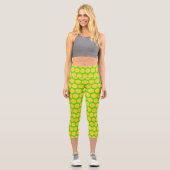 Pickleball Player Pickleball Muster Bright Green Capri Leggings (Vorderseite)