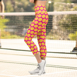 Pickleball Player Pickleball Muster hell rosa Capri Leggings