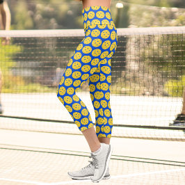 Pickleball Player Pickleball Muster Royal Blue Capri Leggings
