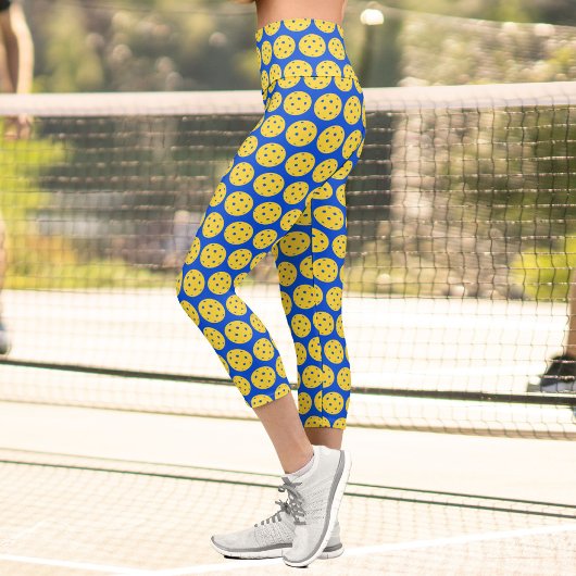 Pickleball Player Pickleball Muster Royal Blue Capri Leggings