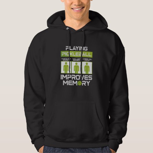 Pickleball Player Playing Pickleball Improves Memo Hoodie (Vorderseite)