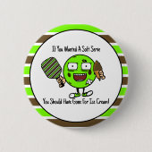 Pickleball Player Schokolade Soft Servieren Grün F Button (Vorderseite)