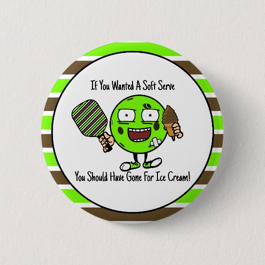 Pickleball Player Schokolade Soft Servieren Grün F Button (Vorderseite)