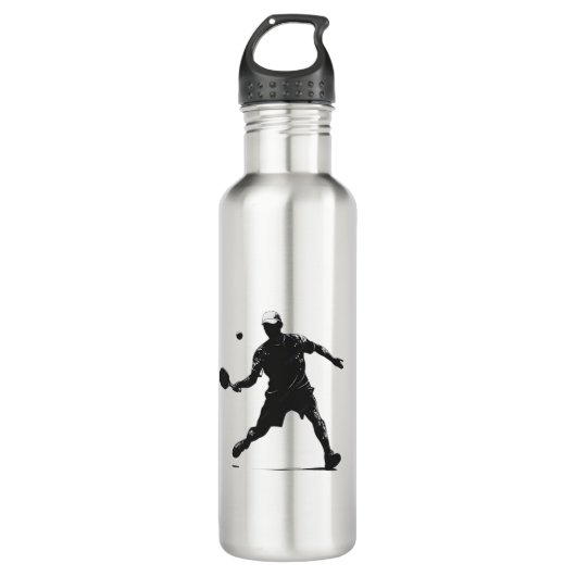 Pickleball Player Silhouette Sportdesign Edelstahlflasche (Vorderseite)