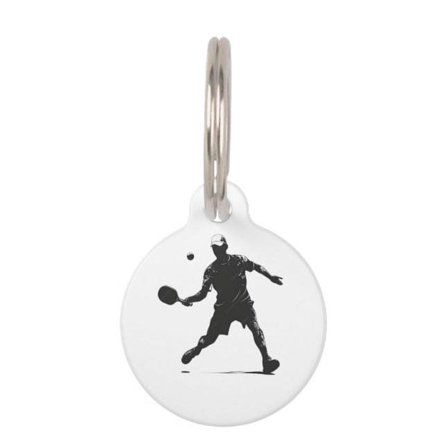 Pickleball Player Silhouette Sportdesign Haustiermarke (Vorderseite)