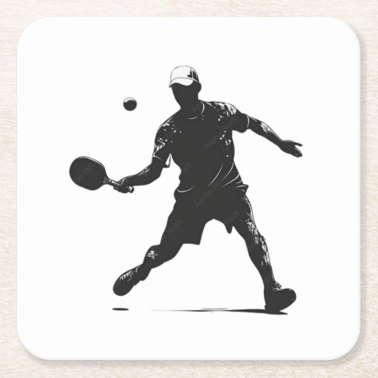 Pickleball Player Silhouette Sportdesign Rechteckiger Pappuntersetzer (Vorderseite)