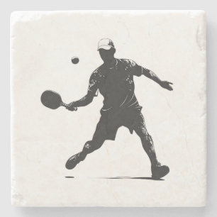 Pickleball Player Silhouette Sportdesign Steinuntersetzer