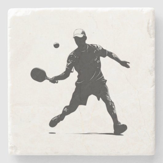Pickleball Player Silhouette Sportdesign Steinuntersetzer (Vorderseite)