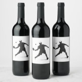 Pickleball Player Silhouette Sportdesign Weinetikett (Flaschen)