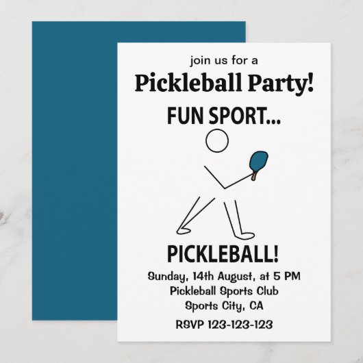 Pickleball Player Sports Fun Sport Pickleball Einladung (Vorne/Hinten)
