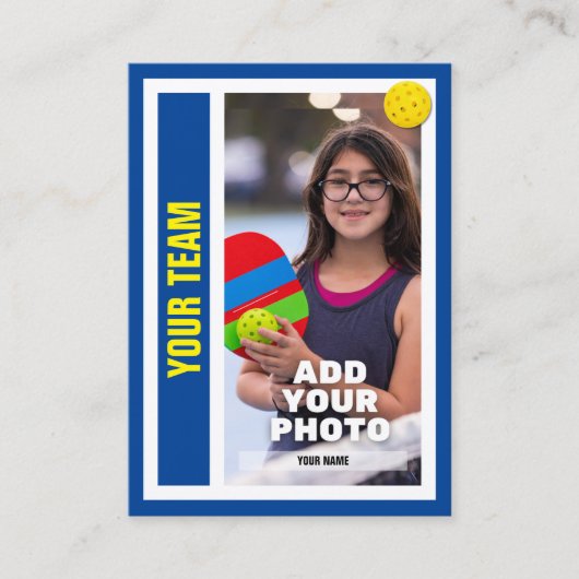Pickleball Player Trading Card - Deep Blue Telefonnummerkarte (Vorderseite)