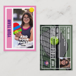 Pickleball Player Trading Card - Rosa Telefonnummerkarte