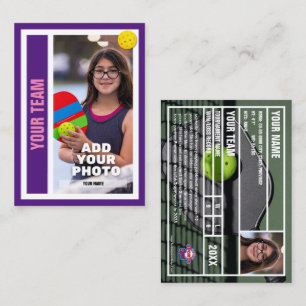 Pickleball Player Trading Card - Royal Lila Telefonnummerkarte
