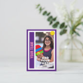 Pickleball Player Trading Card - Royal Lila Telefonnummerkarte (Stehend Vorderseite)