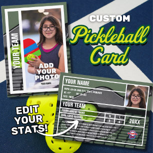 Pickleball Player Trading Card Souvenir - Green Telefonnummerkarte